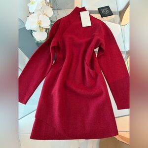 Alicia Adams Alpaca Rich Red Long Sleeve Dress